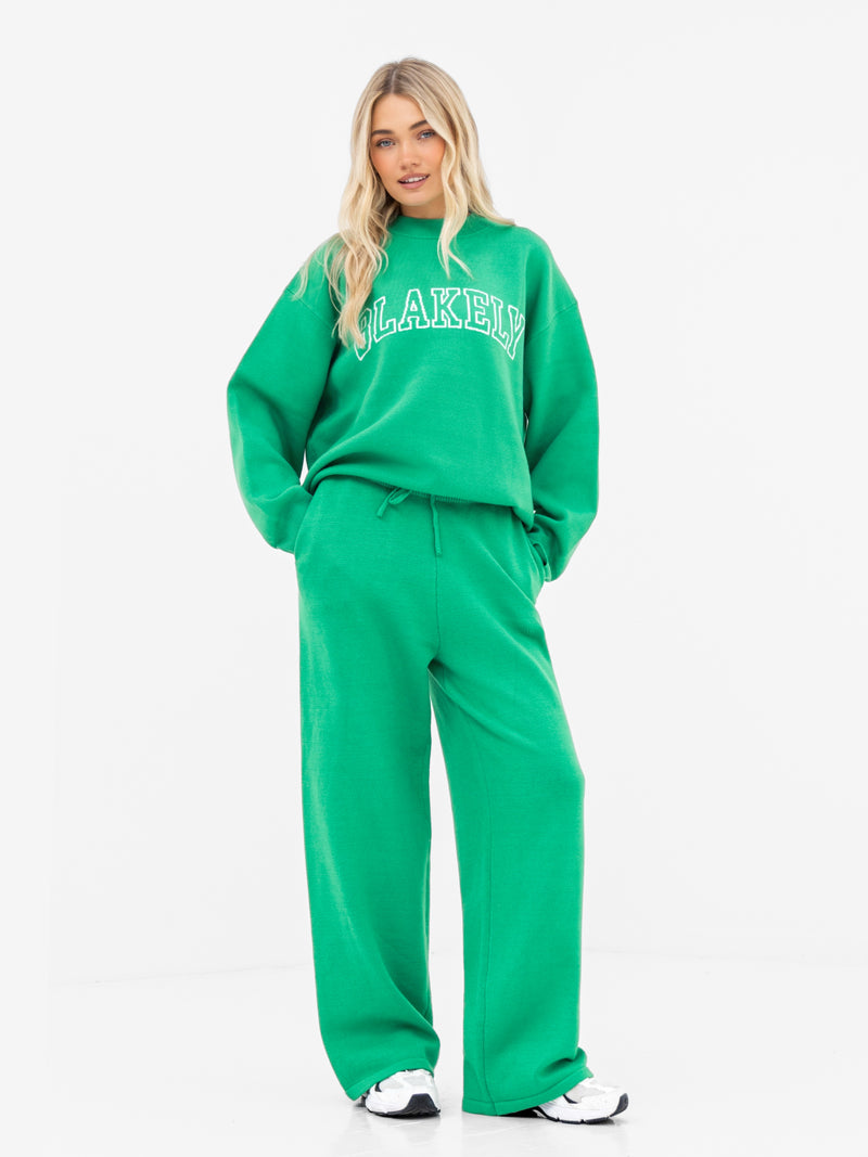 Varsity Oversized Knitted Sweater - Bright Green