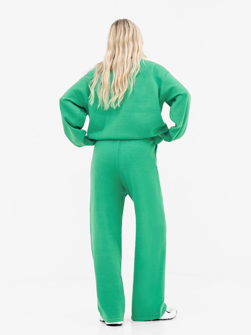 Varsity Oversized Knitted Sweater - Bright Green