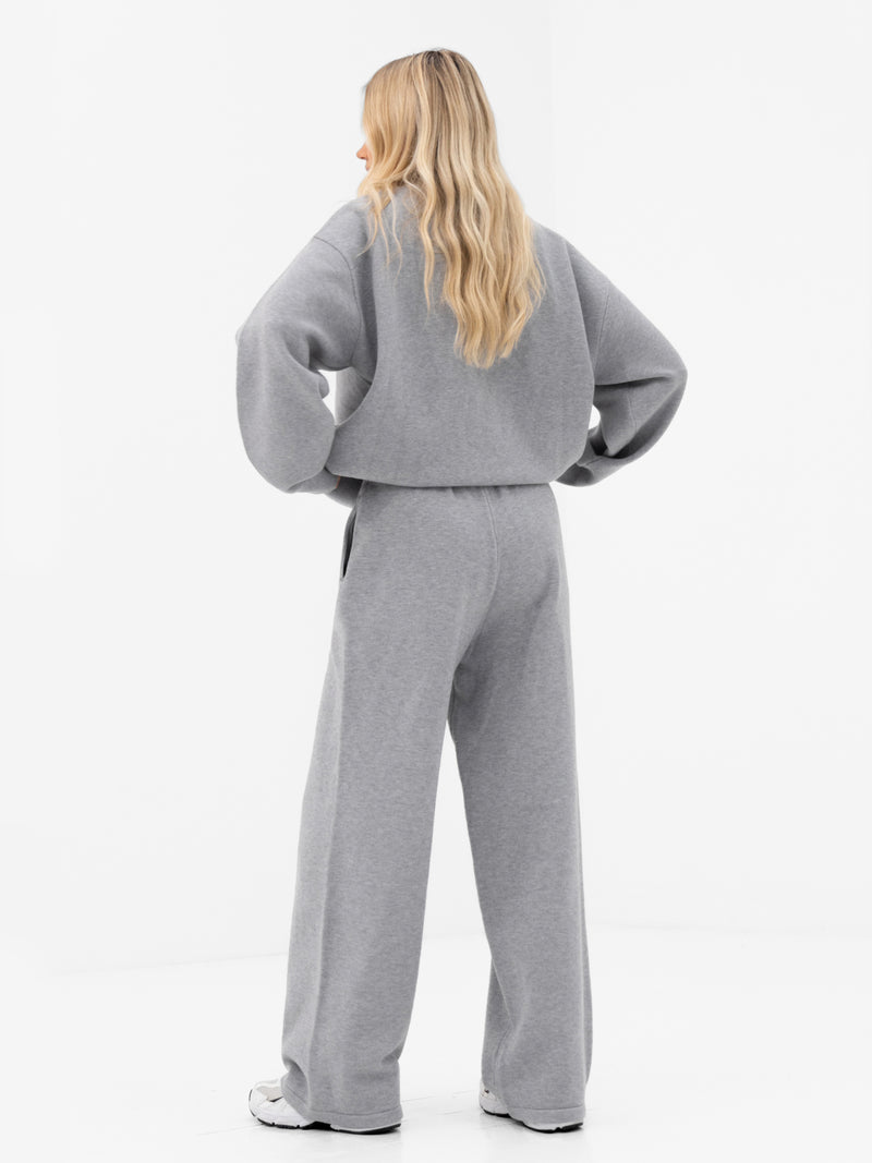 Varsity Knitted Wide Leg Sweatpants - Grey