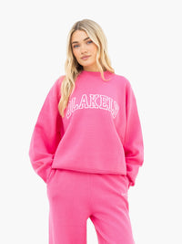 Varsity Oversized Knitted Sweater - Bright Pink