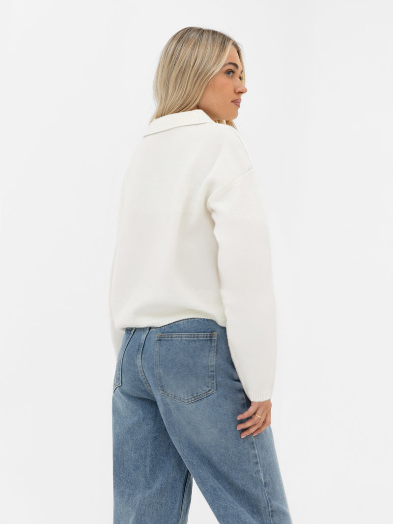 Mabel Knitted Polo - Cream