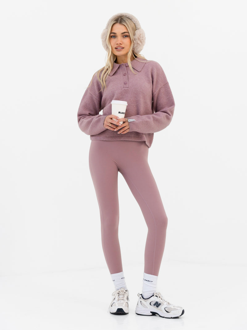 Mabel Knitted Polo - Dusty Pink