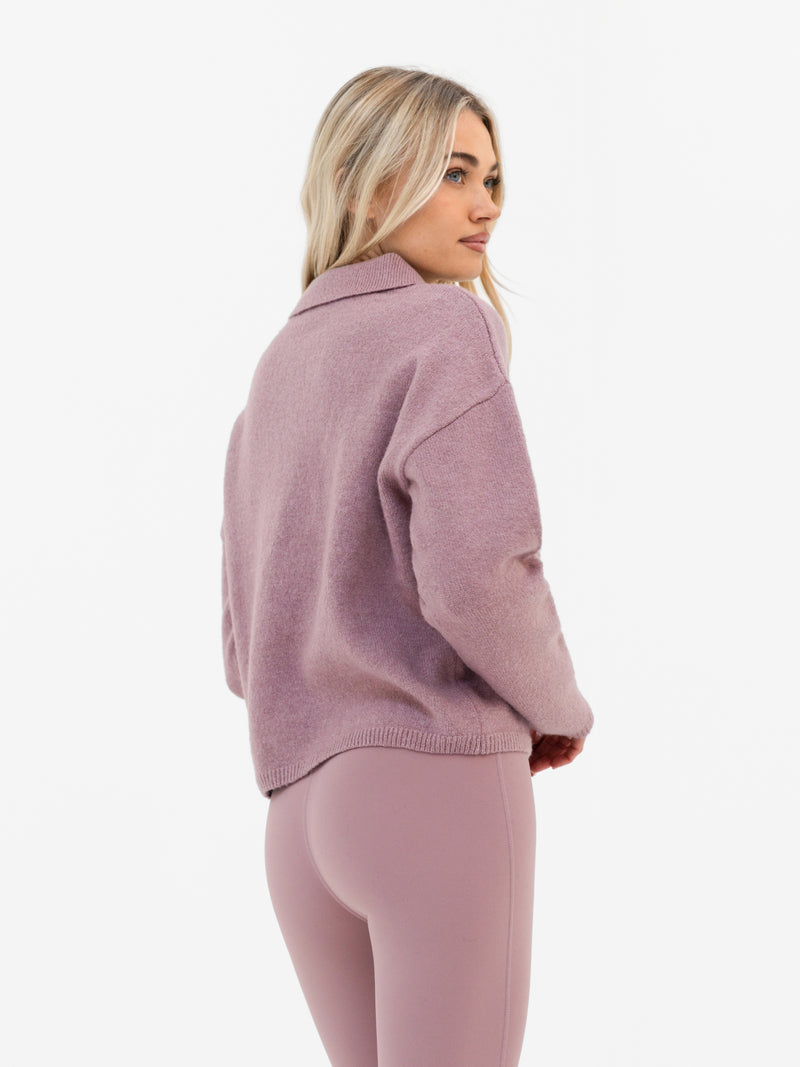 Mabel Knitted Polo - Dusty Pink