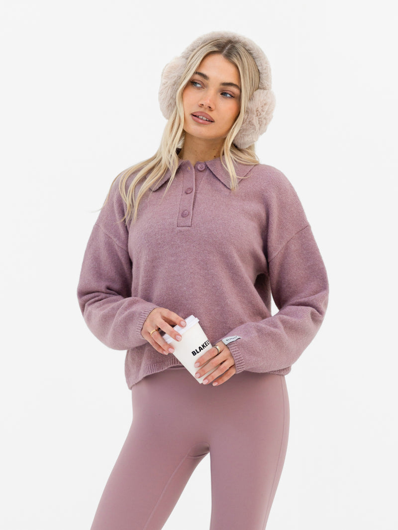 Mabel Knitted Polo - Dusty Pink
