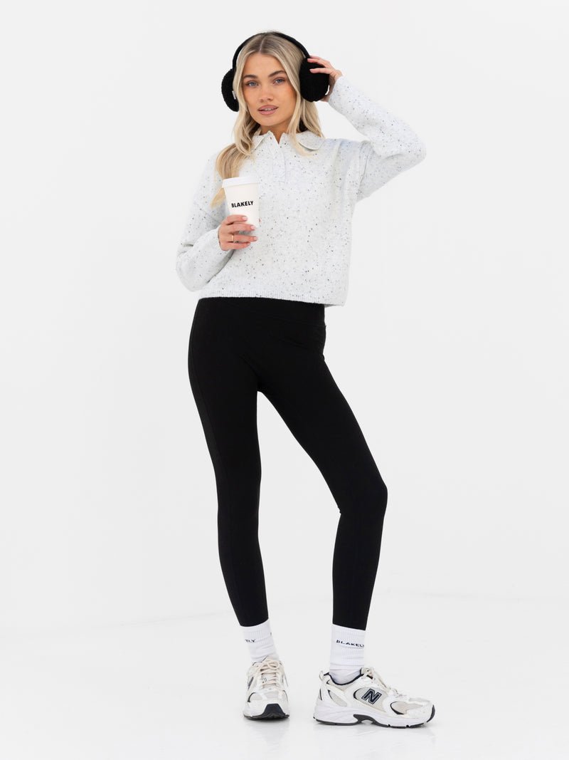 Mabel Knitted Polo - Marl White