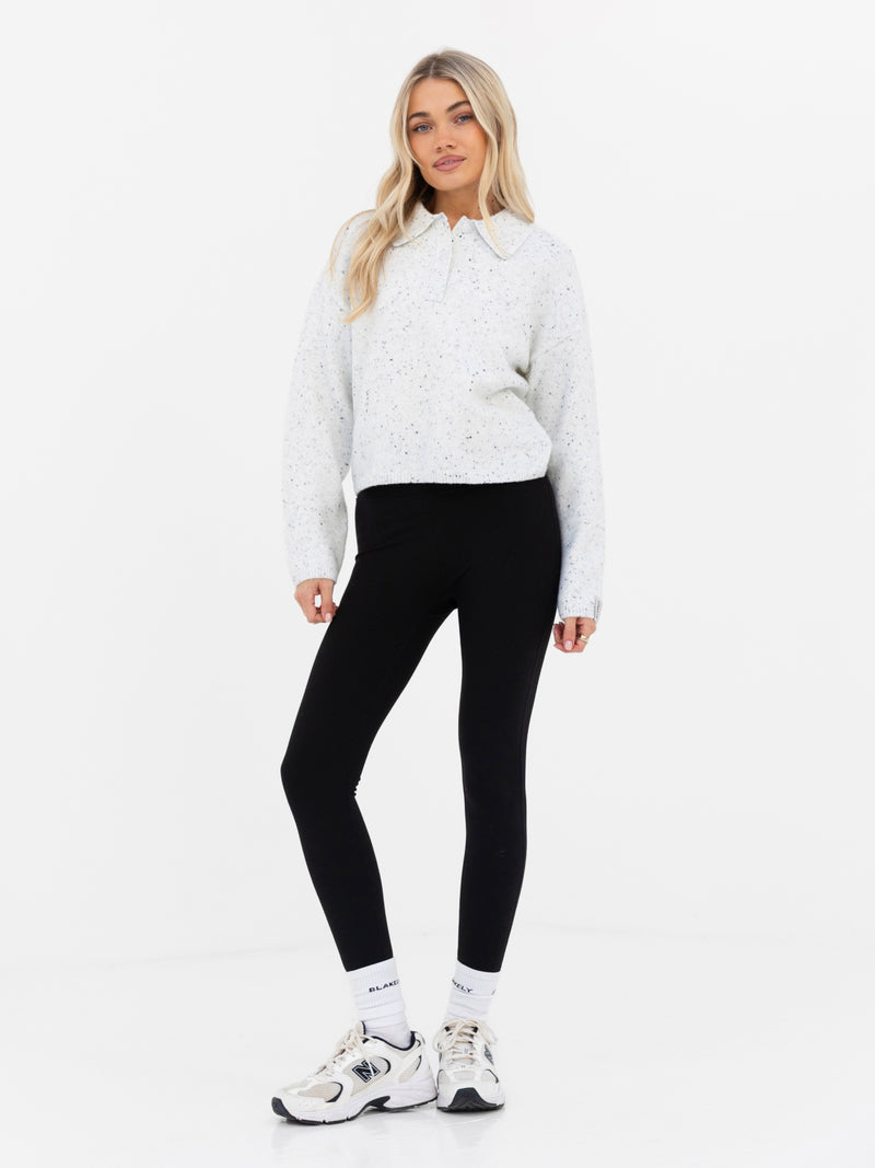 Mabel Knitted Polo - Marl White