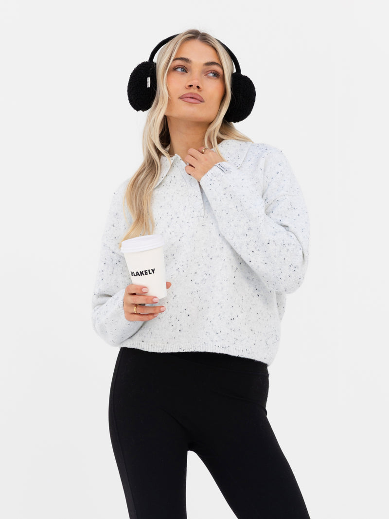 Mabel Knitted Polo - Marl White