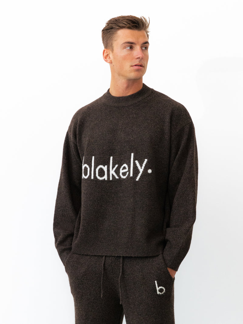 Alfie Relaxed Knitted Sweater - Dark Brown