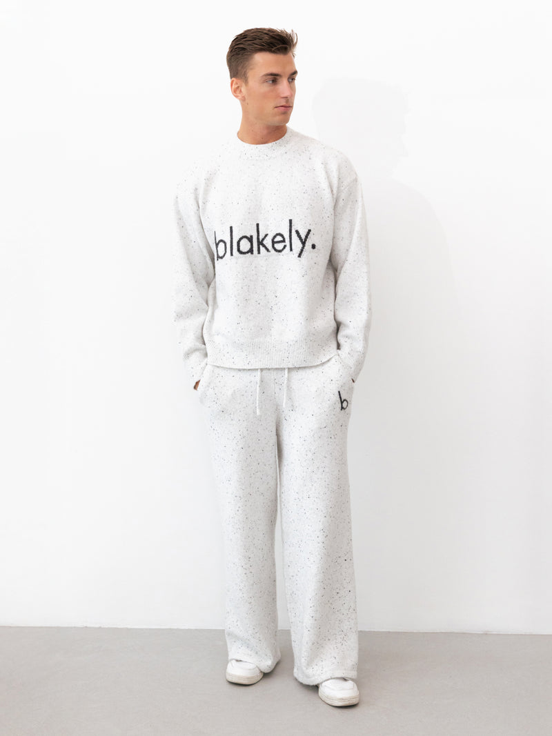 Alfie Knitted Wide Leg Sweatpants - Light Grey