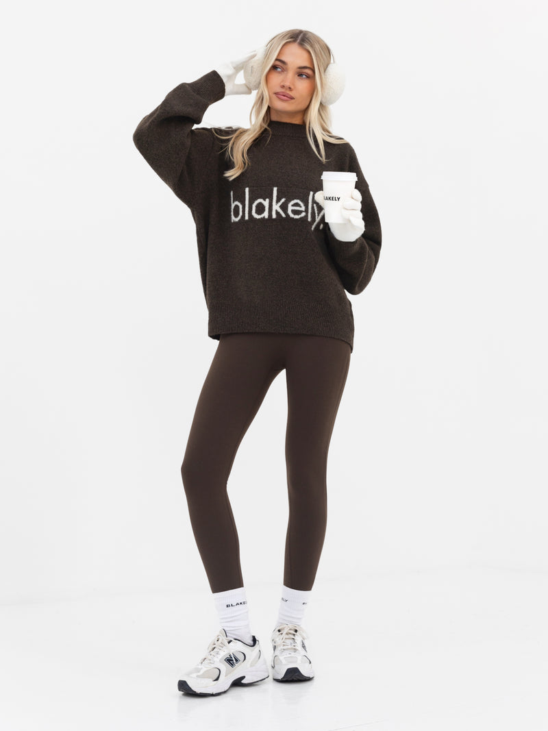 Mabel Oversized Knitted Sweater - Chocolate Brown