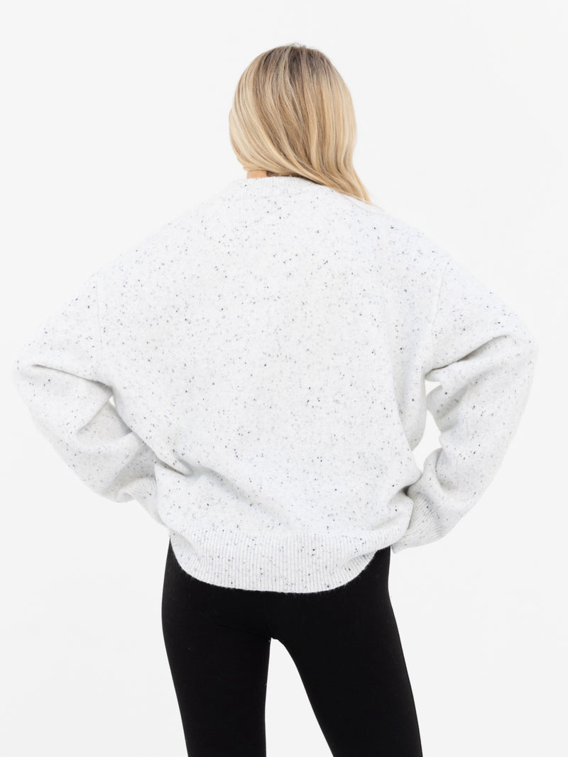 Mabel Oversized Knitted Sweater - Light Grey