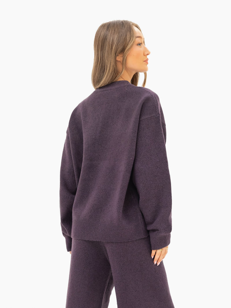Mabel Oversized Knitted Sweater - Plum