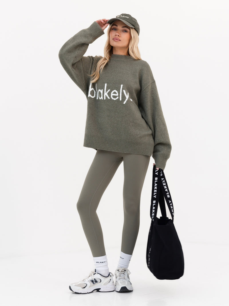 Mabel Oversized Knitted Sweater - Safari Green