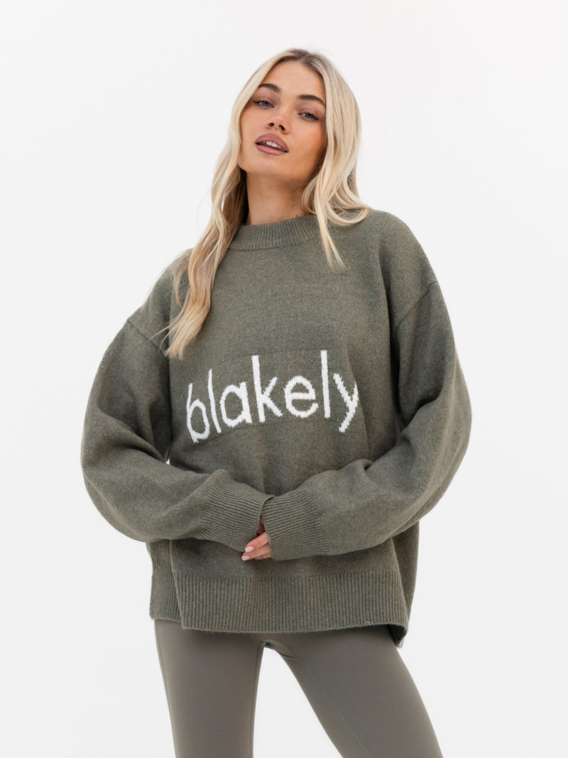 Mabel Oversized Knitted Sweater - Safari Green