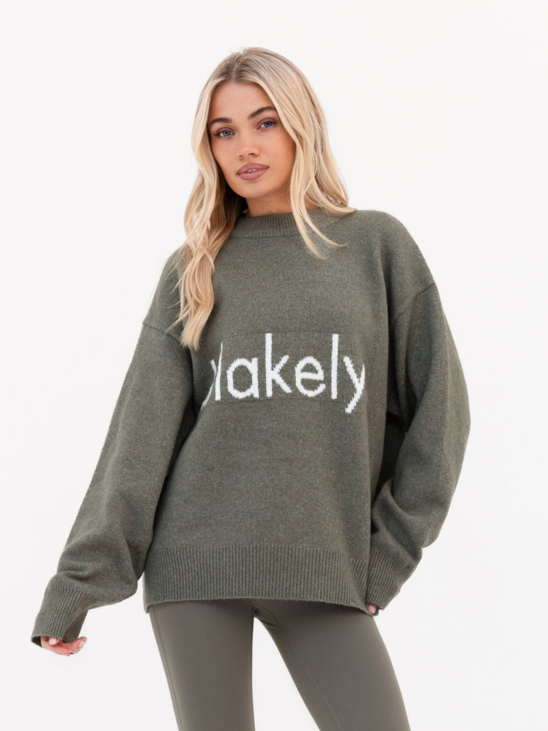 Mabel Oversized Knitted Sweater - Safari Green