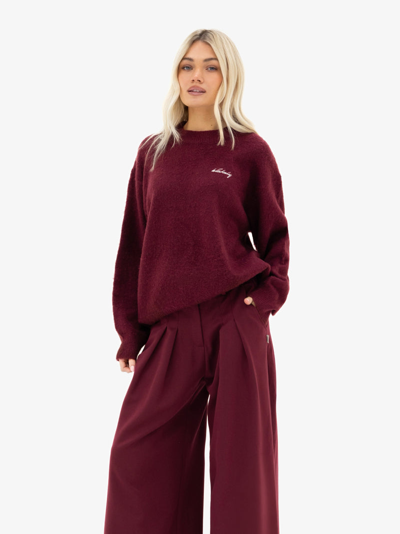 Mindy Knitted Sweater - Burgundy