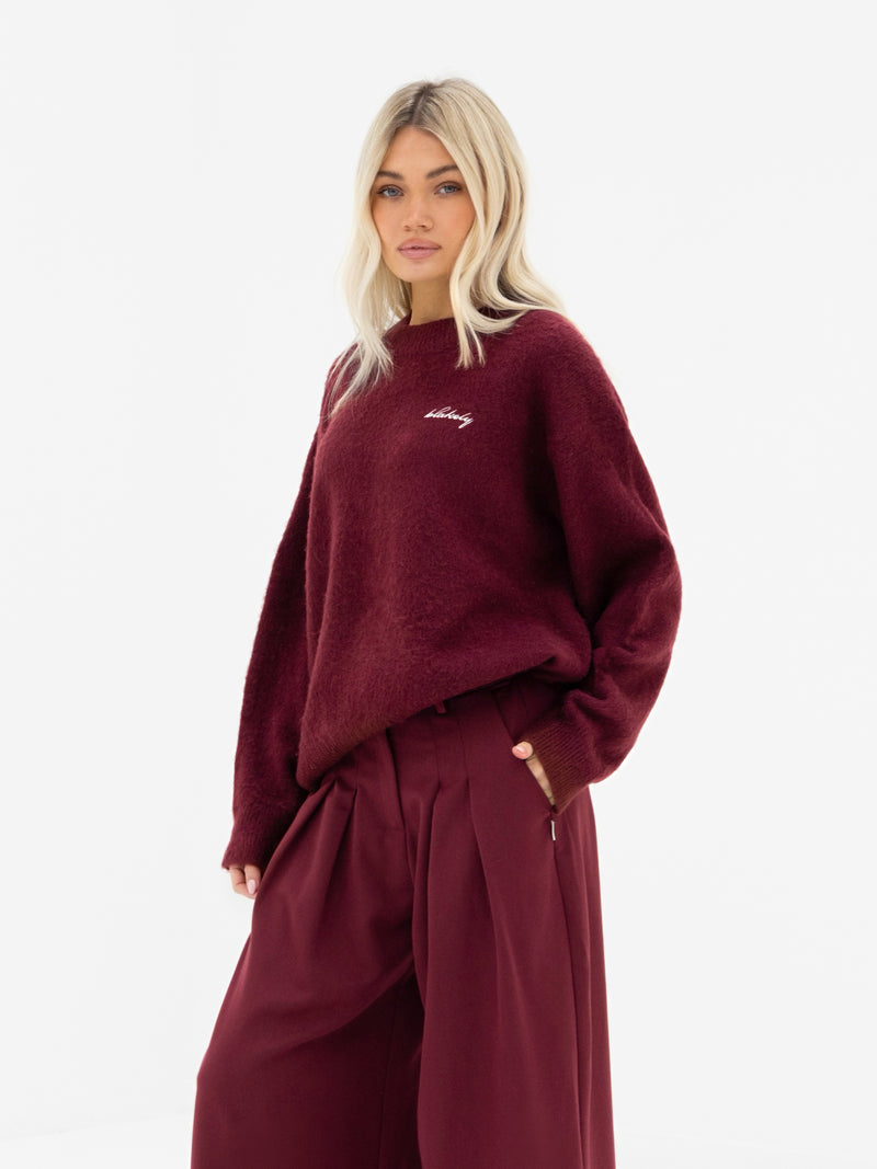 Mindy Knitted Sweater - Burgundy
