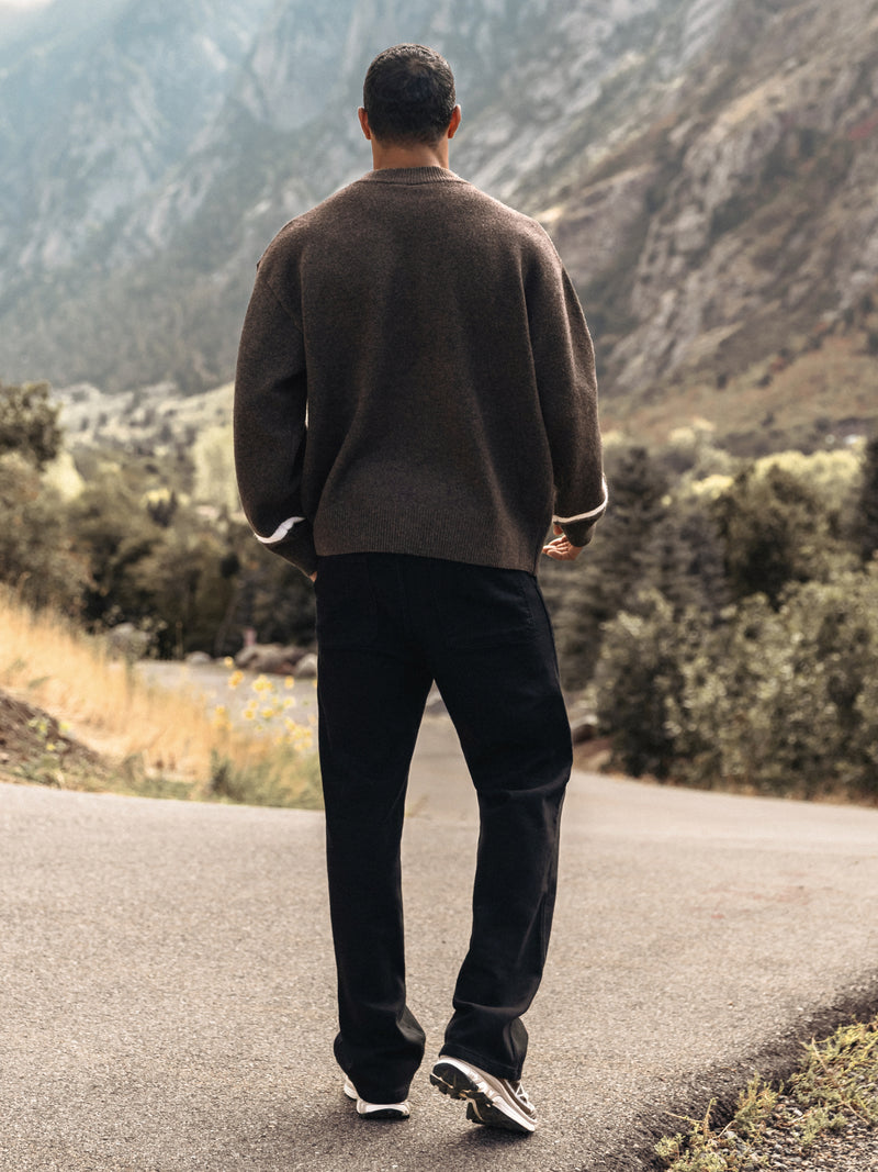 Abel Script Knitted Sweater - Dark Brown