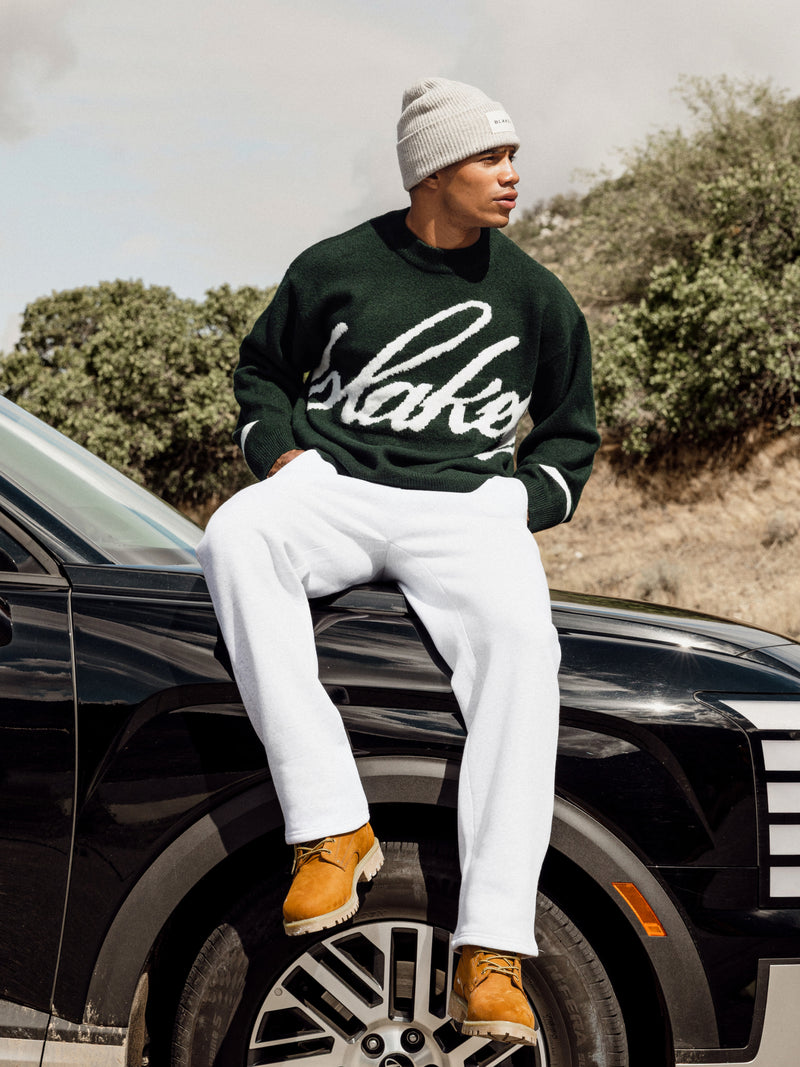 Abel Script Knitted Sweater - Emerald Green