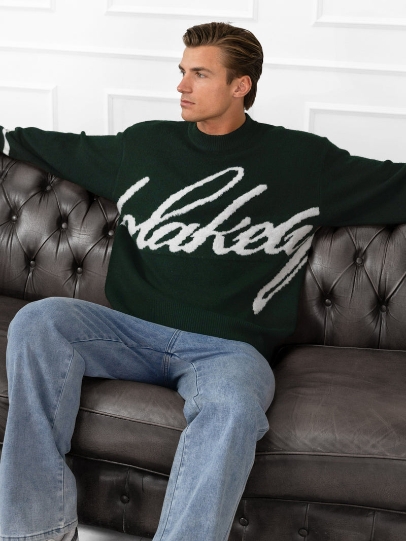 Abel Script Knitted Sweater - Emerald Green