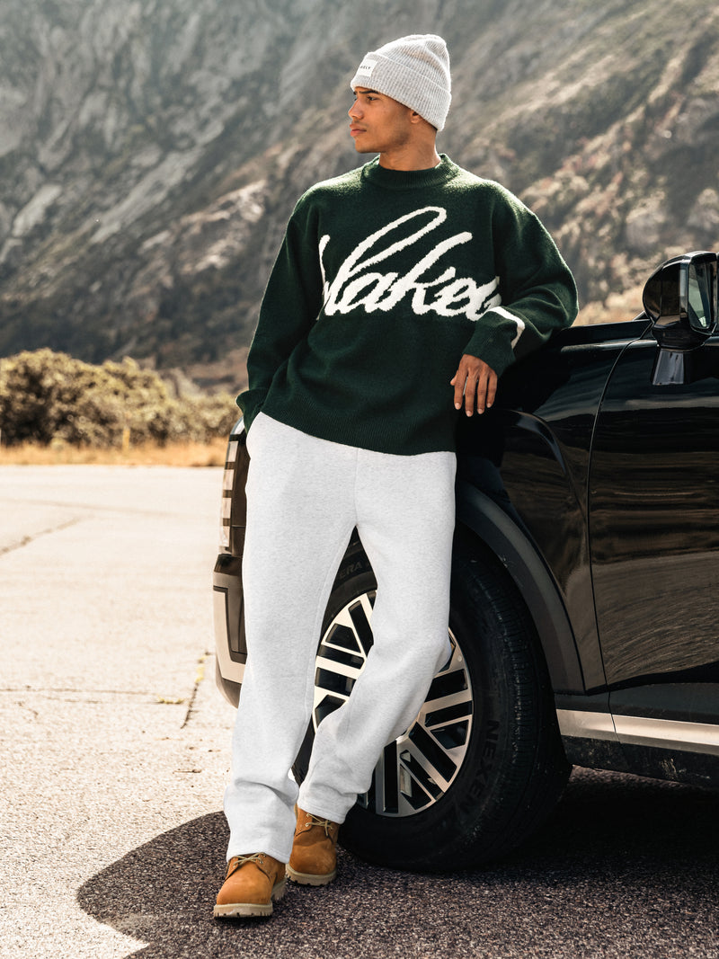 Abel Script Knitted Sweater - Emerald Green