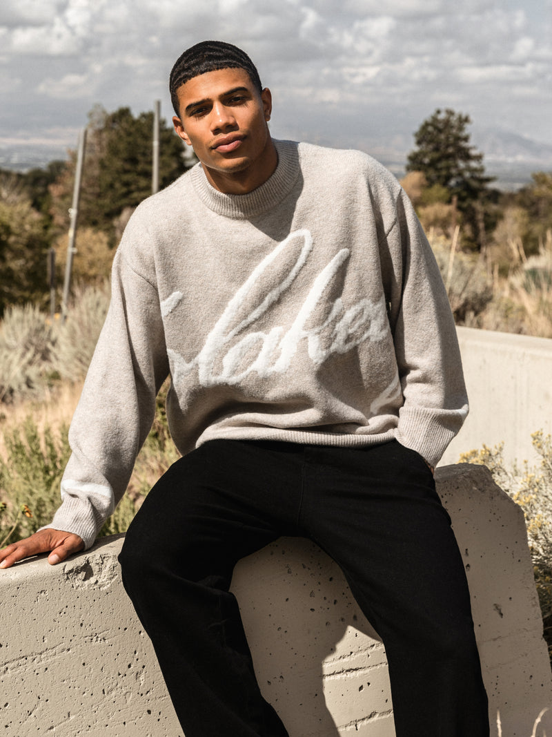 Abel Script Knitted Sweater - Taupe