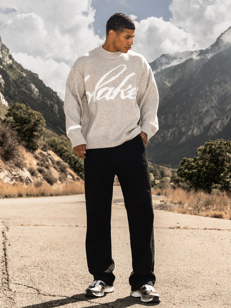 Abel Script Knitted Sweater - Taupe