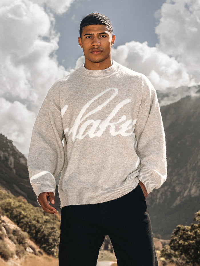 Abel Script Knitted Sweater - Taupe