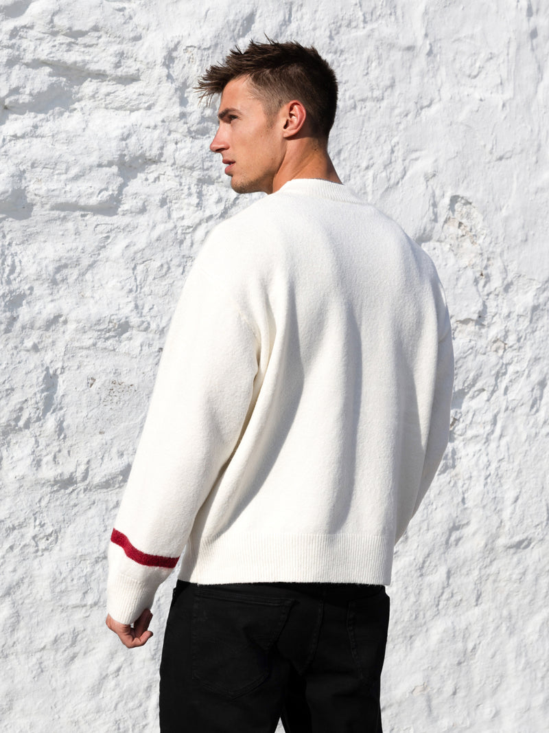 Relaxed Script Knitted Sweater - Cream
