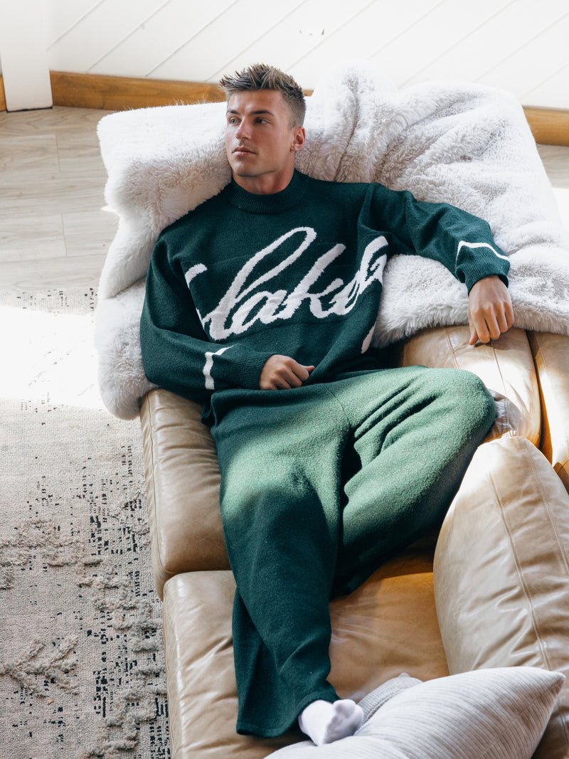 Relaxed Script Knitted Sweater - Emerald Green