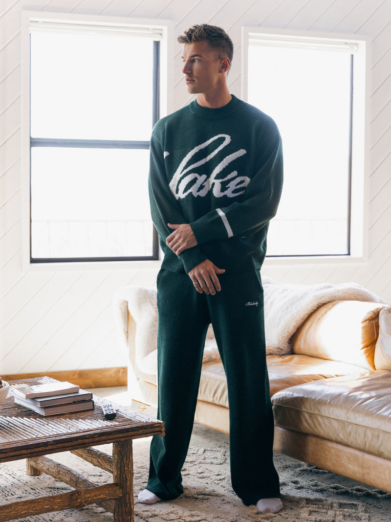 Relaxed Script Knitted Sweater - Emerald Green