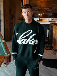 Relaxed Script Knitted Sweater - Emerald Green