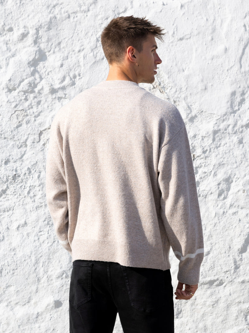 Relaxed Script Knitted Sweater - Taupe
