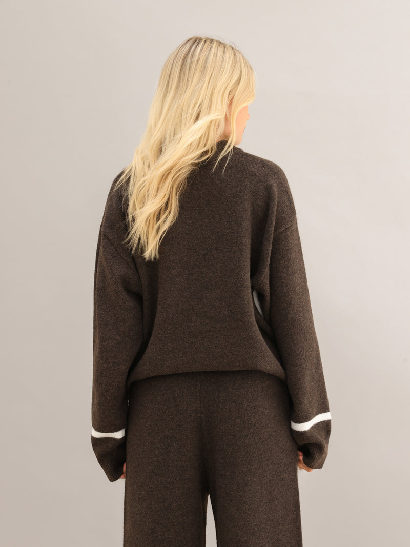 Margot Script Oversized Knitted Sweater - Chocolate Brown