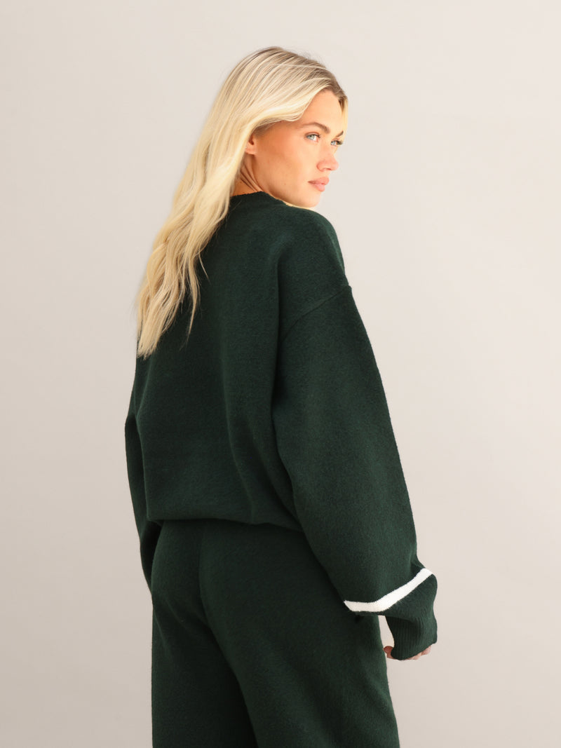 Margot Script Oversized Knitted Sweater - Emerald Green
