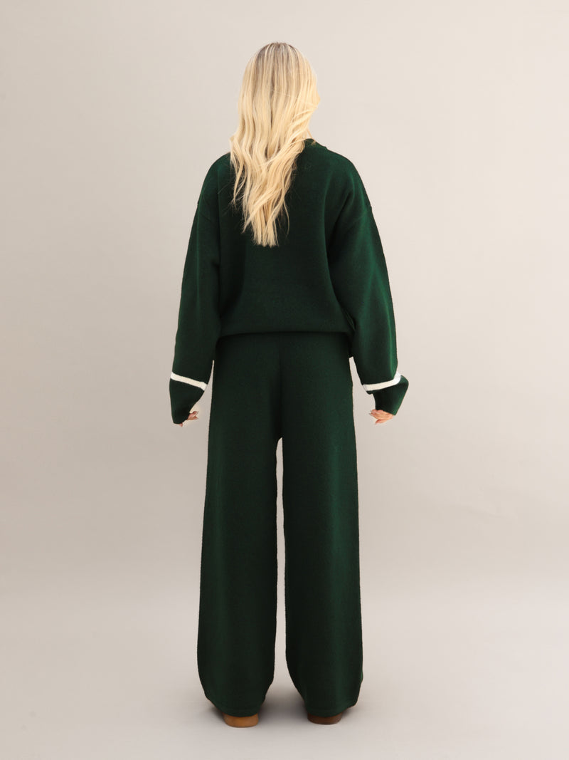 Margot Script Oversized Knitted Sweater - Emerald Green