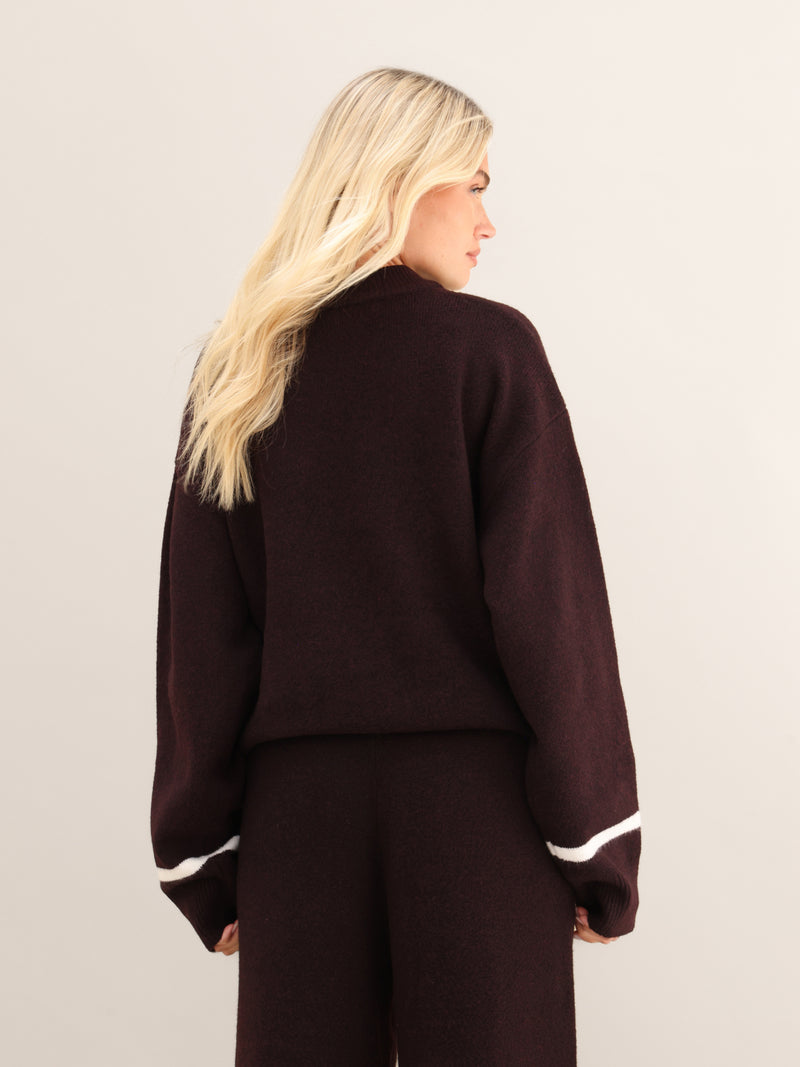 Margot Script Oversized Knitted Sweater - Dark Mulberry