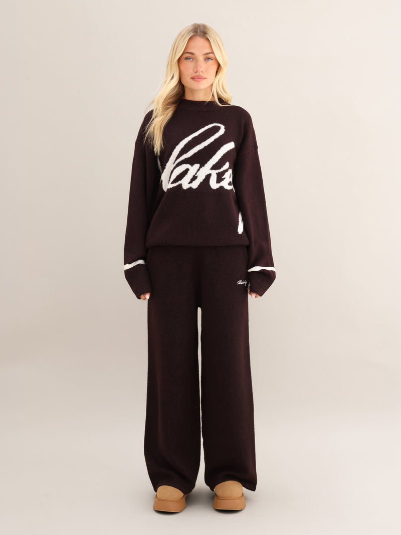 Margot Script Oversized Knitted Sweater - Dark Mulberry
