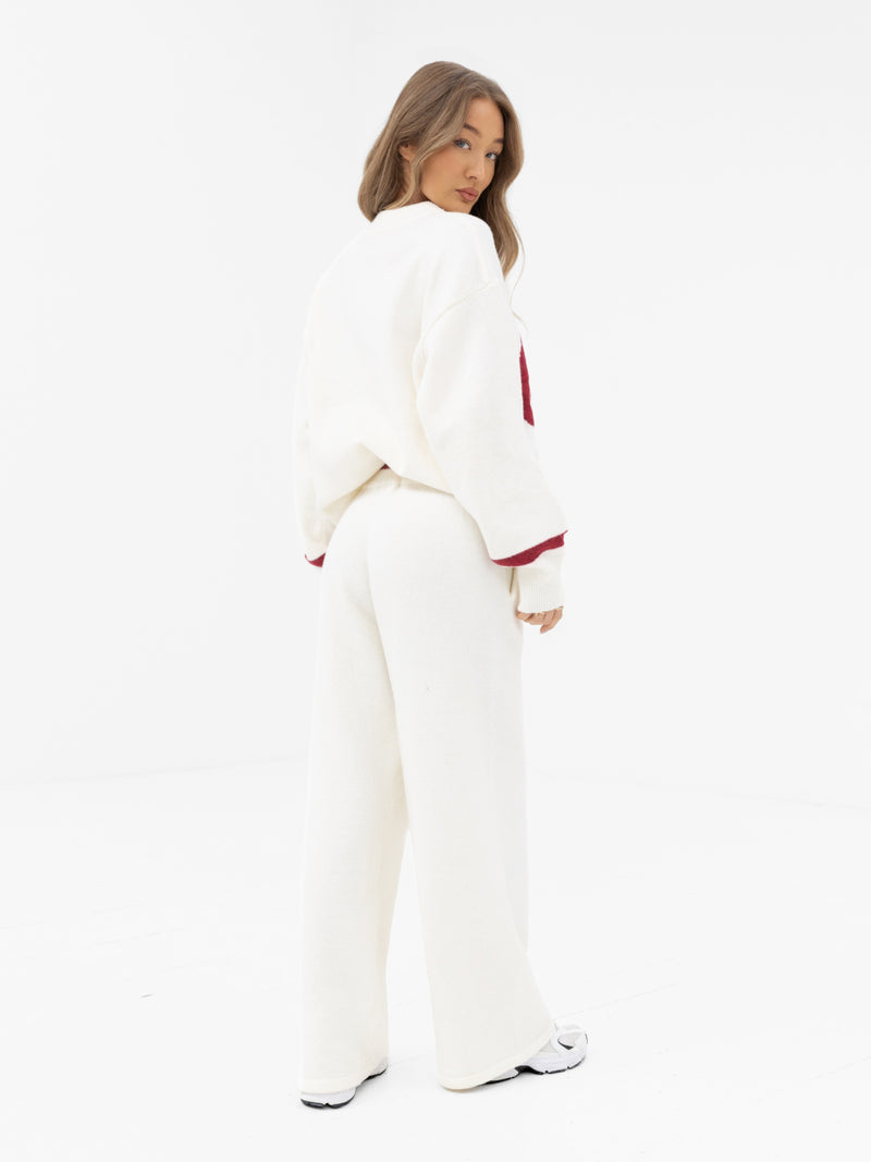 Margot Script Oversized Knitted Sweater - Cream