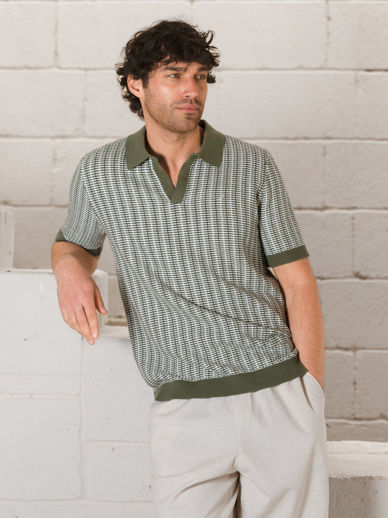 mens green striped dress shirt Closed Mens Linen Stripe Shirt- Green/Natural