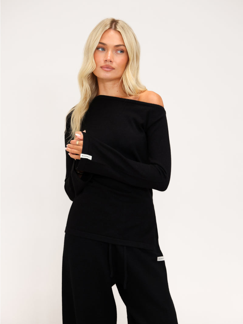 Layla Off The Shoulder Knitted Top - Black