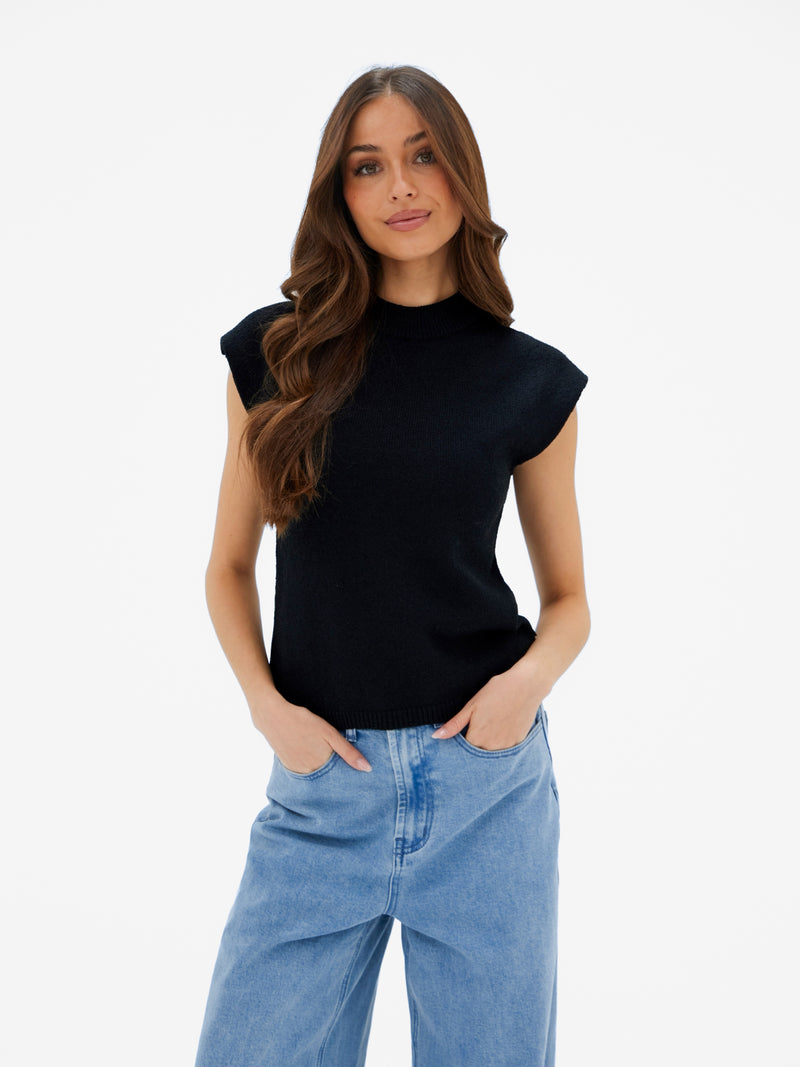 Mae Crochet Vest Top - Black