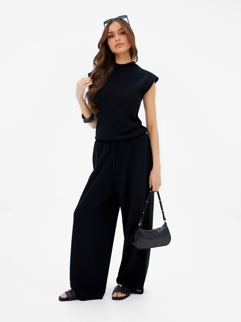 Mae Crochet Vest Top - Black