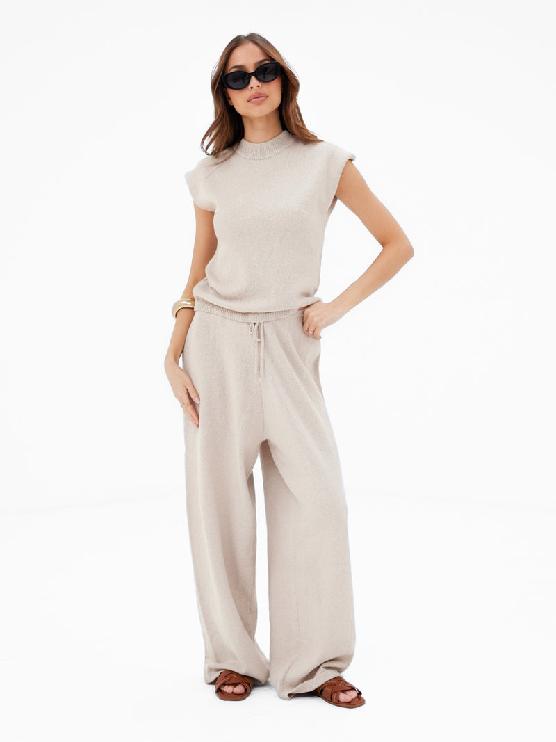 Mae Crochet Vest Top - Taupe