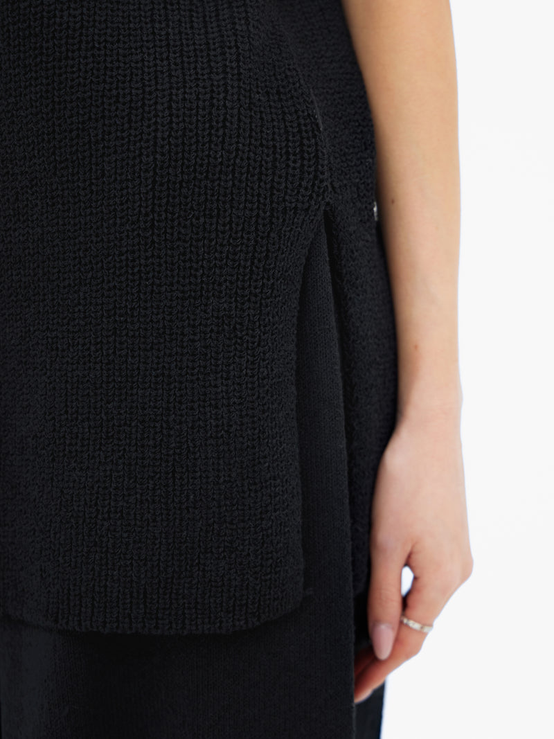 Mae Oversized Crochet Tank Top - Black