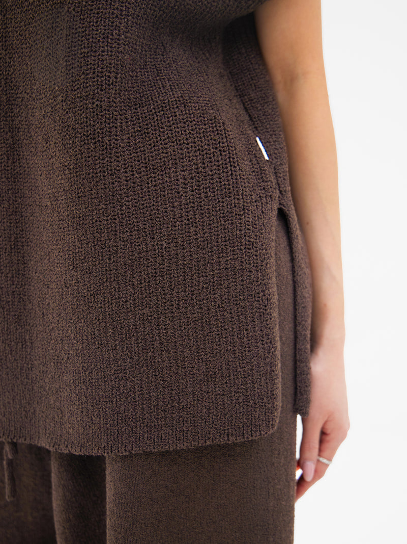 Mae Oversized Crochet Tank Top - Brown
