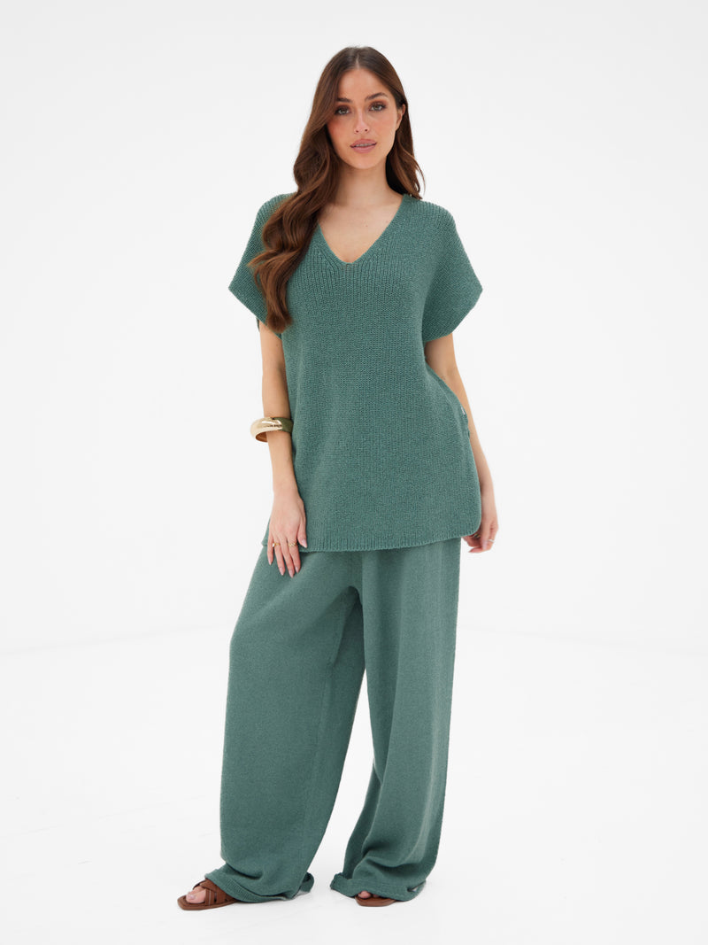 Mae Oversized Crochet Tank Top - Sage Green