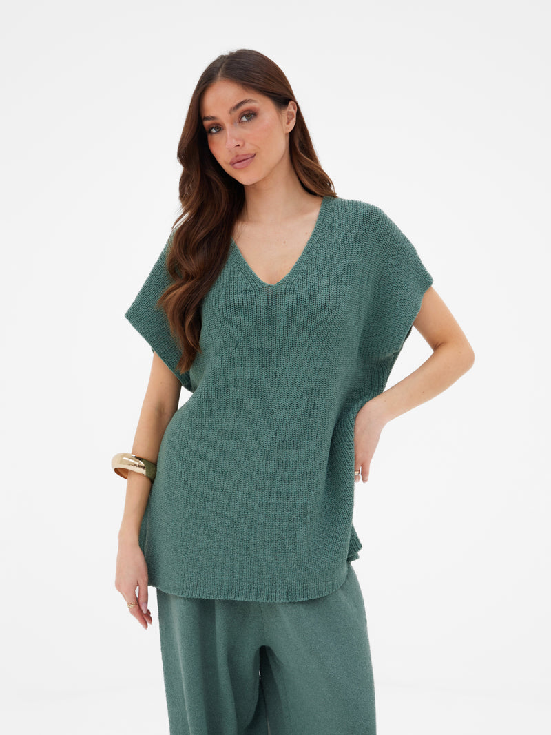 Mae Oversized Crochet Tank Top - Sage Green