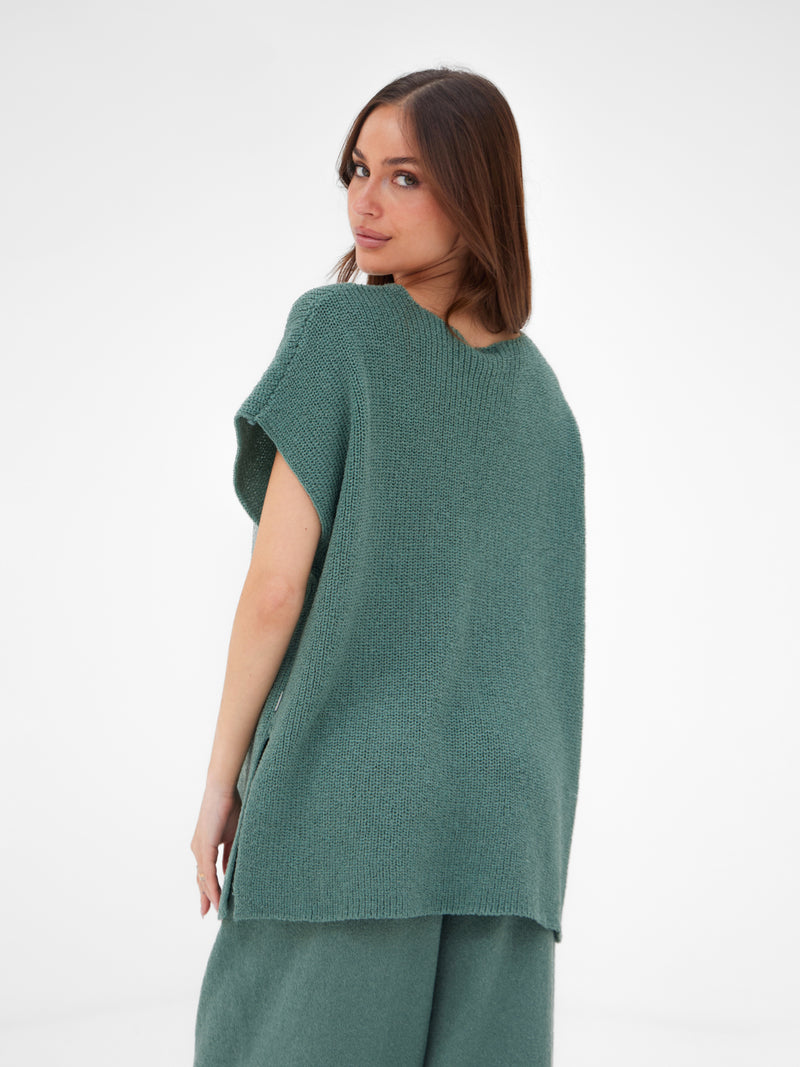 Mae Oversized Crochet Tank Top - Sage Green