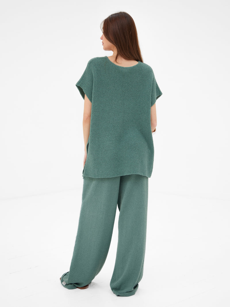 Mae Oversized Crochet Tank Top - Sage Green